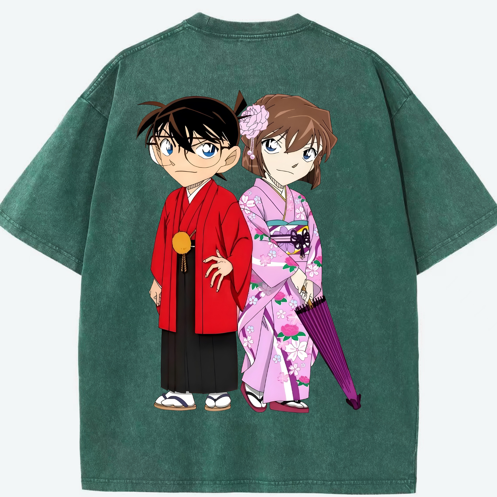 （画像用） 名探偵コナン 江戸川 コナン Detective Conan Conan Edogawa 綿100% ヴィンテージ風 半袖Tシャツ（背面プリント）